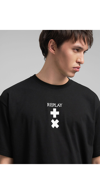 オーバーフィット REPLAY X MARTIN GARRIX ロゴ Tシャツ 詳細画像 ブラック 5